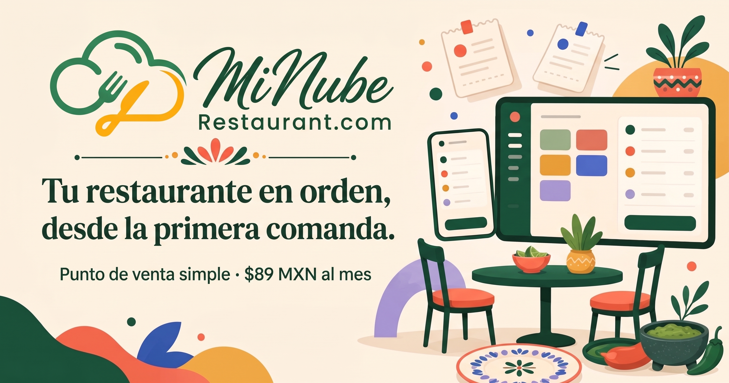 Punto de venta MiNube Restaurant en celular y computadora dentro de un restaurante